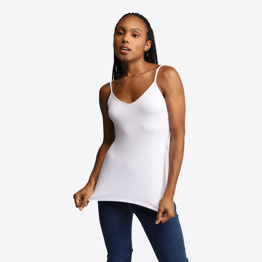 Regata Decote V Viscose Feminina - Branco