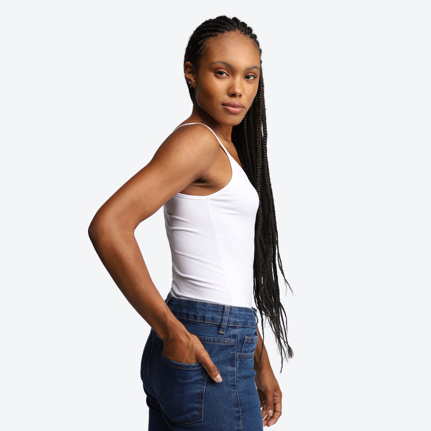 Regata Decote V Viscose Feminina - Branco