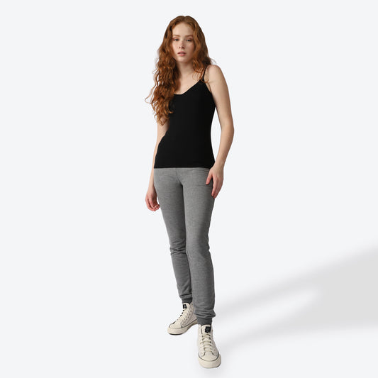 Regata Decote V Viscose Feminina - Preto