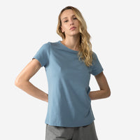 Camiseta Alongada Algodão Premium Feminina - Azul Mineral