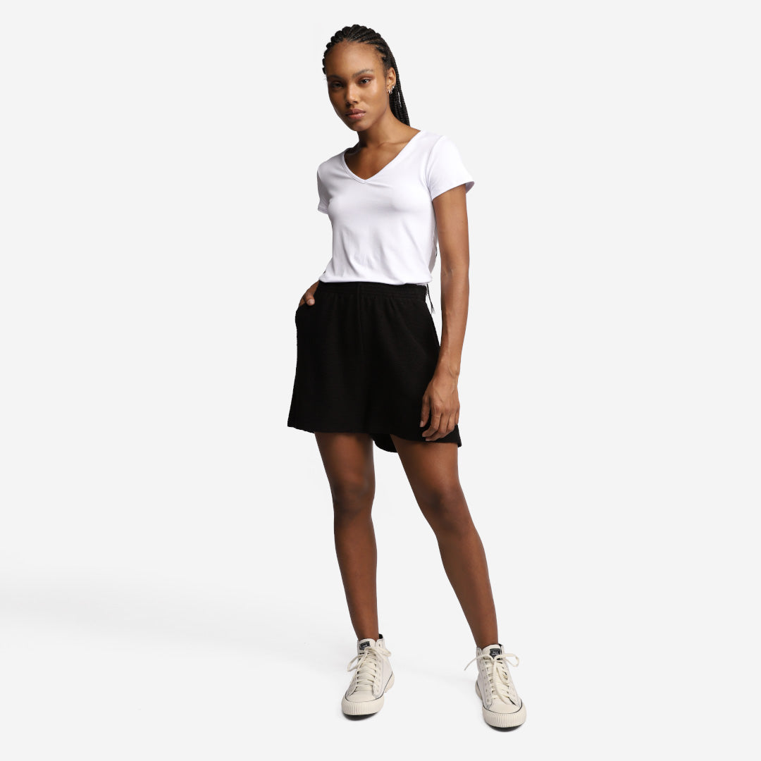 Shorts Algodão Desfibrado Linho Feminino - Preto
