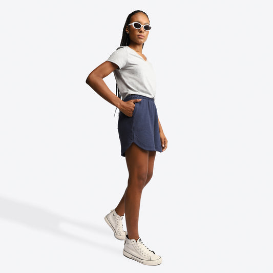 Shorts Comfort Moletom Desfibrado Feminino - Azul Marinho
