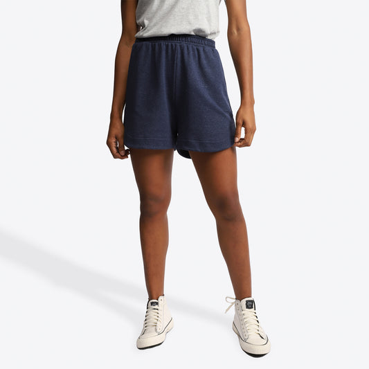 Shorts Comfort Moletom Desfibrado Feminino - Azul Marinho