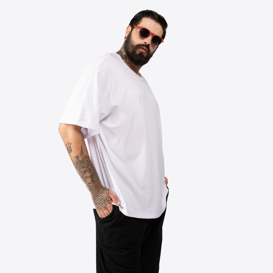 Tech T-Shirt Anti Odor Oversized Plus Masculina - Branco