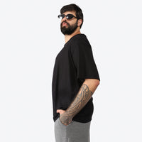 Tech T-Shirt Anti Odor Oversized Plus Masculina - Preto