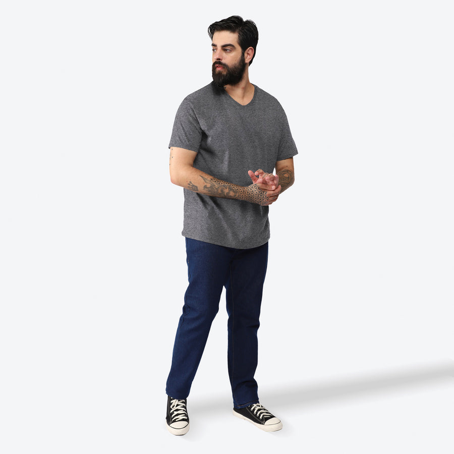 Tech T-Shirt Impermeável Gola V Plus Masculina - Mescla Escuro