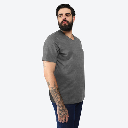 Tech T-Shirt Impermeável Gola V Plus Masculina - Mescla Escuro