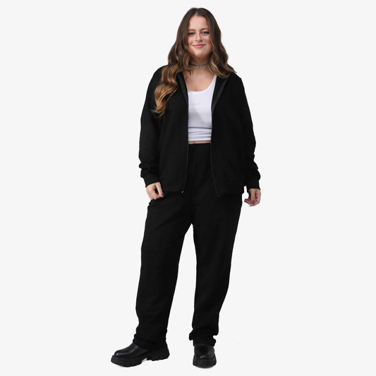 Jaqueta Tech Impermeável Moletom Flanelado Plus Feminino - Preto