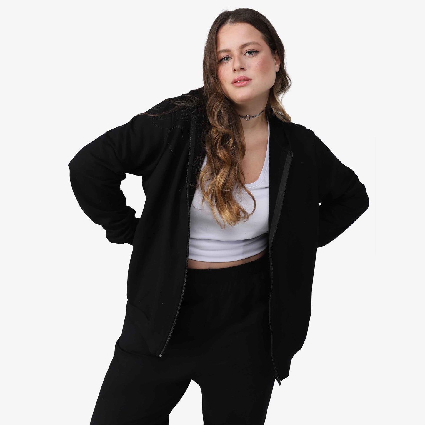 Jaqueta Tech Impermeável Moletom Flanelado Plus Feminino - Preto