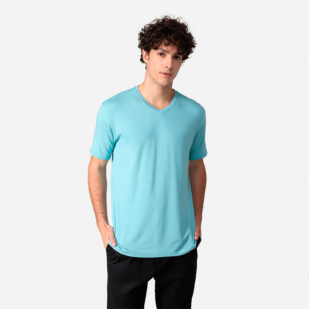 Tech T-Shirt Modal V Premium Masculina | Basico.com - Azul Turquesa