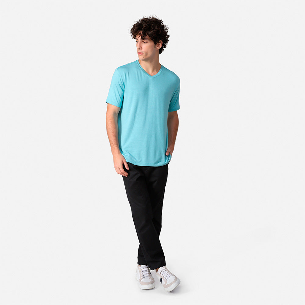 Tech T-Shirt Modal V Masculina - Azul Turquesa