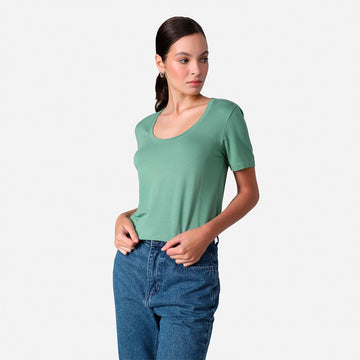 Tech T-Shirt Modal U Premium Feminina | Basico.com - Verde Oliva