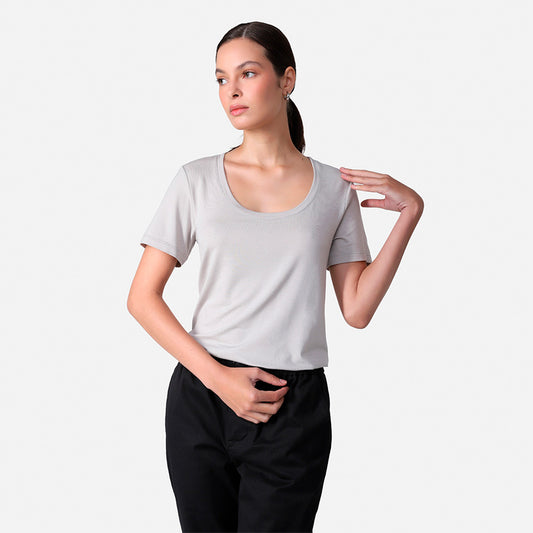 Tech T-Shirt Modal U Premium Feminina | Basico.com - Cinza Claro