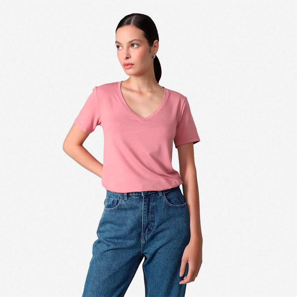 Tech T-Shirt Modal V Feminina - Rose