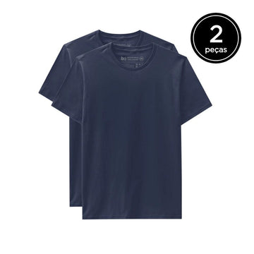 Kit 2 Camisetas Gola C Masculina - Azul Marinho