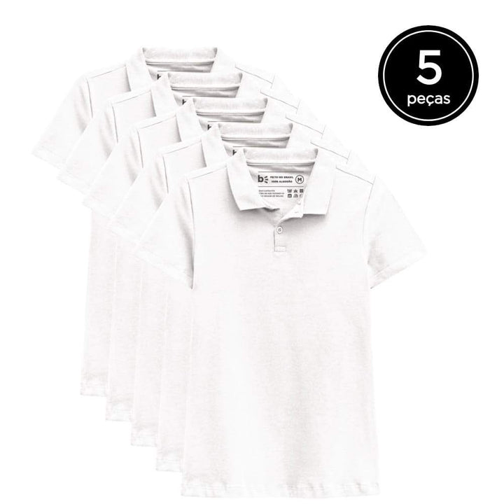 Kit 5 Camisas Polo Feminina - Branco