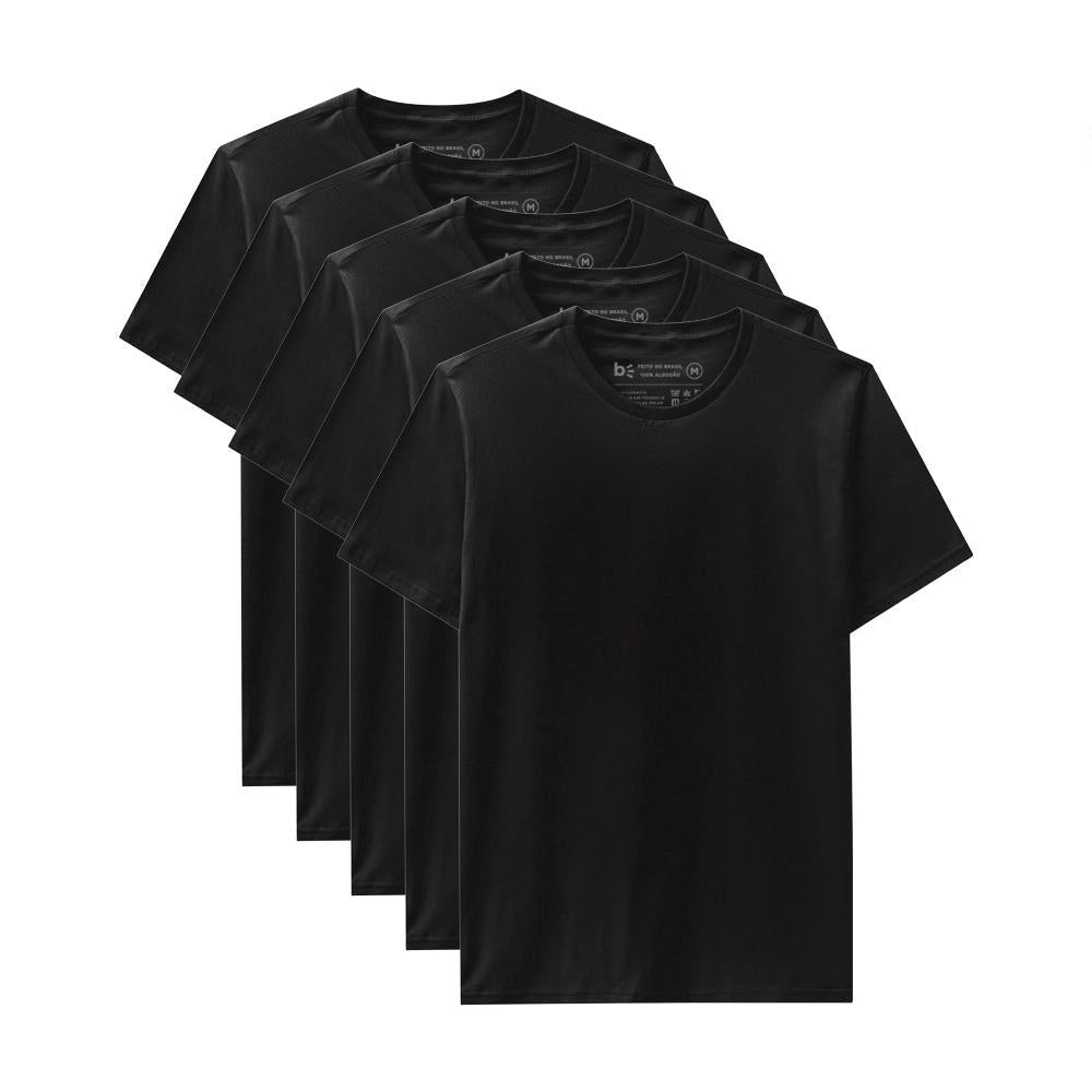 Kit 5 Camisetas Gola C Masculina - Preto