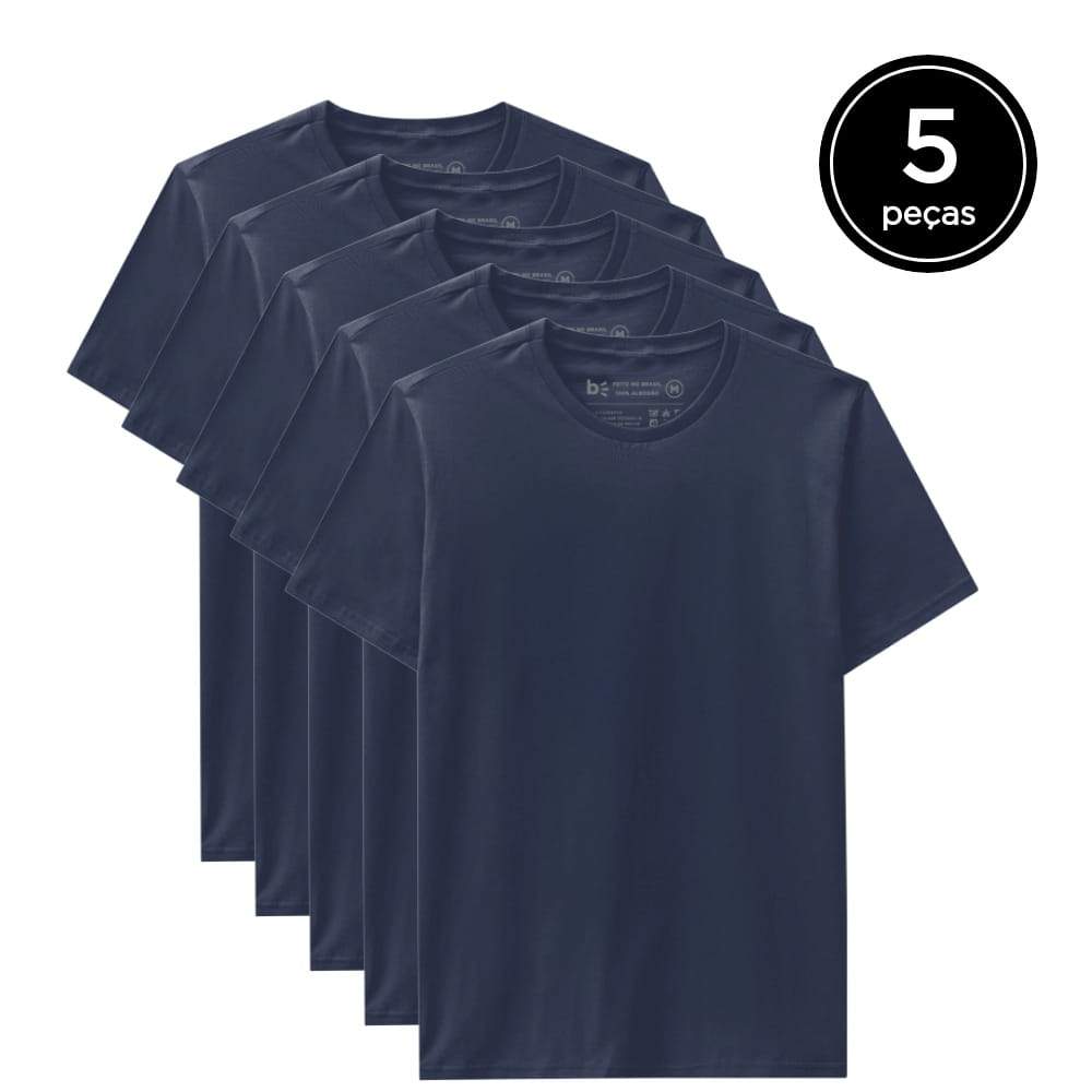 Kit 5 Camisetas Gola C Masculina - Azul Marinho