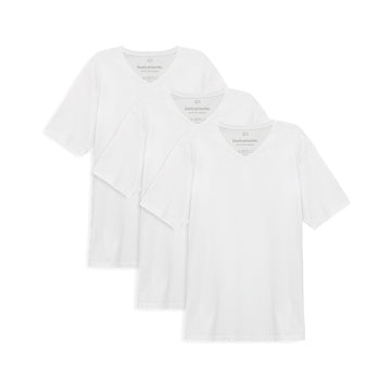 Kit de 3 Camisetas Gola V Plus Size Masculina - Branco