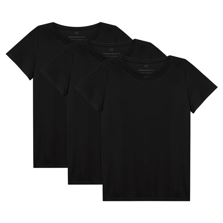 Kit 3 Tech T-Shirt Antiodor Gola C Plus Size Feminina - Preto Onix
