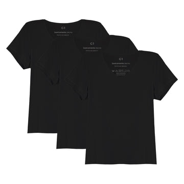 Kit 3 Tech T-Shirt Anti Odor Gola V Plus Size Feminina - Preto Onix