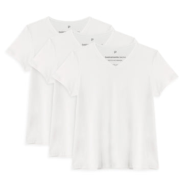 Kit 3 Tech T-Shirt Modal Gola V Feminina - Branco