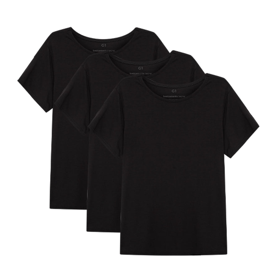 Kit 3 Tech T-Shirt Modal Gola C Plus Size Feminina - Preto