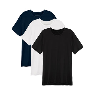 Kit 3 Tech T-shirt Modal Masculina - Branco Preto Azul Marinho