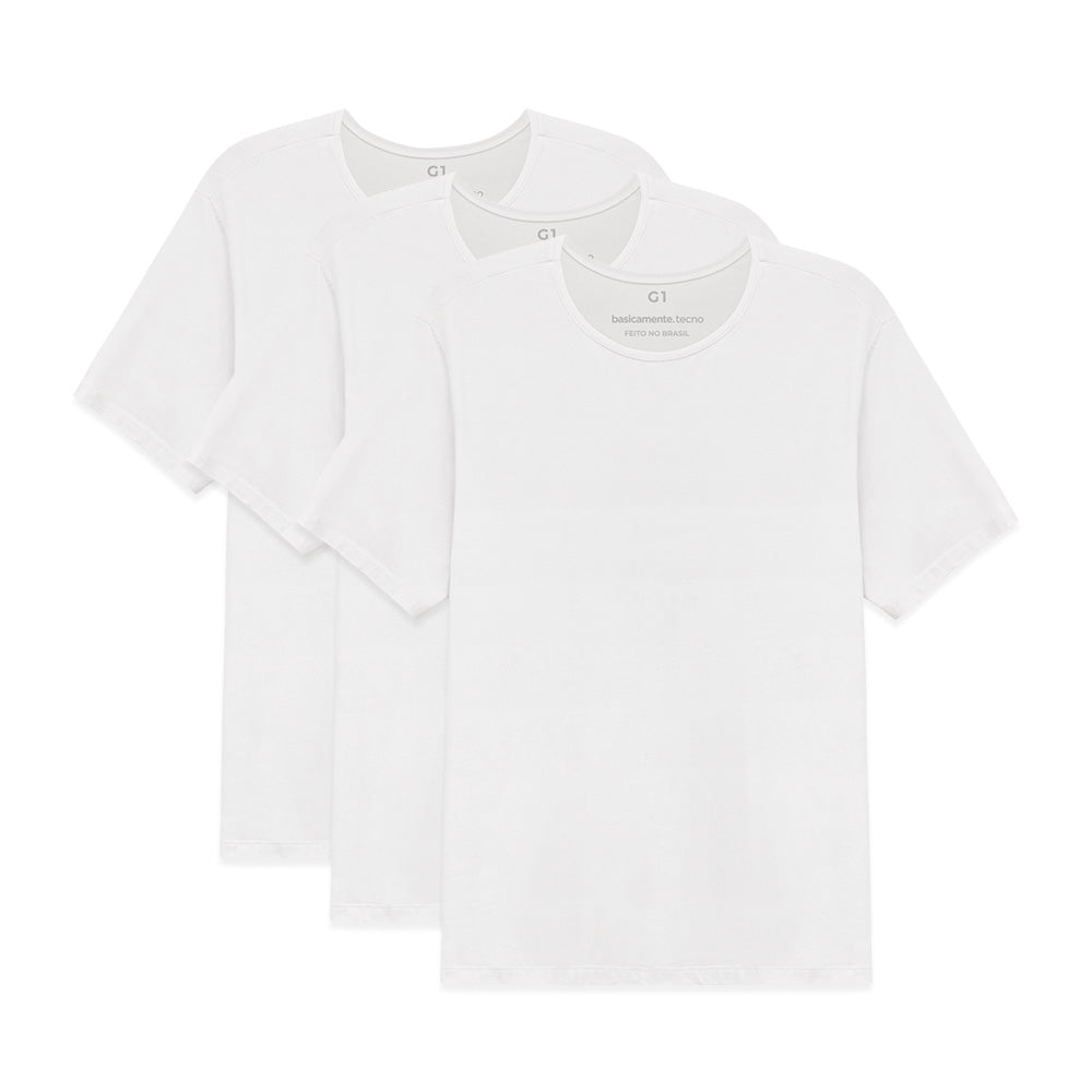 Kit 3 Tech T-Shirt Modal Gola C Plus Size Masculina - Branco