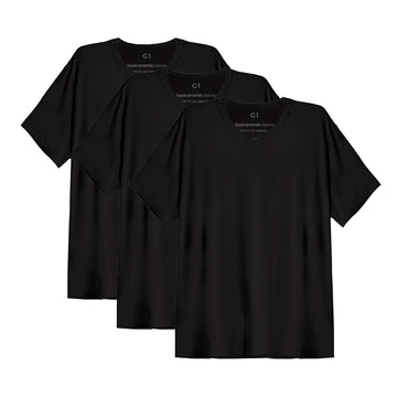Kit 3 Tech T-Shirt Modal Gola V Plus Size Masculina - Preto
