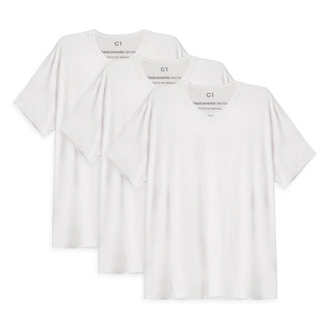 Kit 3 Tech T-shirt Impermeável Gola V Plus Size Masculina - Branco