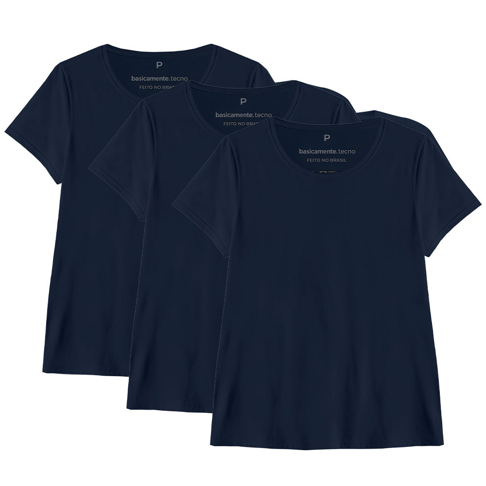 Kit Experiência Tech T-Shirts Feminino - Azul Marinho